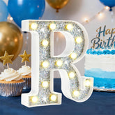 LED Marquee Letter Light Silver R – Battery Powered Night Light