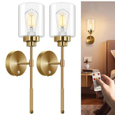 Battery Operated Wall Sconce Set of 2 Gold - Wireless Rechargeable LED