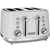 Vector 4 Slice Toaster – High Gloss Geometric Design, Variable Browning, Defrost & Reheat Functions, Removable Crumb Tray, White