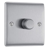 Single Dimmer Intelligent Light Switch Brushed Steel 2-Way 400W