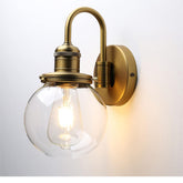 Industrial Vintage Gooseneck Wall Light with Clear Glass Globe Shade
