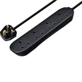 Masterplug Four Socket Extension Lead, 5 Metre Cable, Unswitched, 4-Way Plug Extension Cable, Power Strip, Basic Power, Black, 13A, 4G, 5m, BFG5NB
