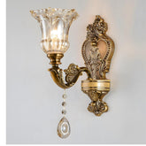 Vintage Floral Wall Mount Lamp Crystal Glass E14
