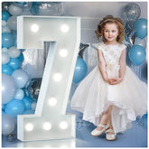 3FT Light Up Numbers Birthday Decoration Large Marquee Numbers 7 for 7th 70th Birthday Party Decor Wedding, Big Number Frame Foam Cardboard Mosaic Arch Stand Pre-cut Numbers