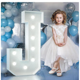 3FT Light Up Letters Birthday Decoration Large Letters J for Party Decorations Marquee Letters for Wedding Graduation Decorations Mosaic Arch Stand Pre-cut DIY Foamboard
