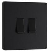 Double Wall Light Switch 2 Way Screwless Matt Black