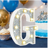 LED Marquee Letter Lights, Light Up Silver Letters for Bedroom Glitter Gifts Teenage Girls Alphabet Sign Battery Powered Night Birthday Party Wedding Home Decoration, Silver G
