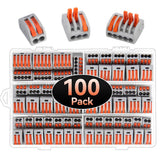 Compact Wire Connectors, Preciva 100pcs Splicing Connector, Lever Nut Assortment Conductor, Electrical Cable Blocks with 50pcs Clamps for 3-Port, 40pcs for 2-Port, 10pcs for 5-Port