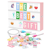 Pink A4 LED Lightbox with 312 Letters & Emoji, USB Powered