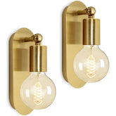 2 Pack Industrial Wall Lights, E27 Vintage Adjustable Indoor Metal Wall Lamp, Gold Wall Sconce for Bedroom, Bedside Wall Light, Rotatable Wall Spotlights, Bathroom Mirror Vanity Light
