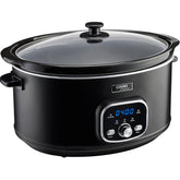 Cooks Professional 6.5L Digital Slow Cooker with Glass Lid, Cool Touch Handles, 2 Heat Settings, Keep Warm & Delay Timer – Black