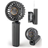 Portable Handheld Fan, Mini Desk Fan Foldable 1800mAh, 180° Ratotion, 3 Speeds, Ultra Quite, Up to 8H Long Use Time, Small Personal Cooling Fans Makeup Lash Fan for Women Girls, Dark Black