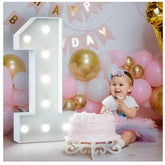 3FT Light Up Numbers Birthday Decoration Large Marquee Numbers 1 for 1st 18th 21st Birthday Party Decor Wedding, Big Number Frame Foam Cardboard Mosaic Arch Stand Pre-cut Numbers