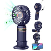 Mini Handheld USB Fan – Rechargeable 5-Speed Folding Fan with Base & Lanyard