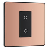 BG Electrical Single Master/Primary Touch Dimmer Wall Light Switch, 2-Way, Trailing Edge, Screwless Front Plate, Evolve, Polished Copper, 200W, PCDCPTDM1B
