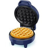 Snailar Mini Waffle Maker – 550W Nonstick Compact Waffle Iron, Ready Indicator Light, Cool Touch Handle, Easy Clean, Blue
