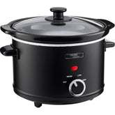 Cooks Professional 2.5L Slow Cooker with Glass Lid – Cool Touch Handles, 2 Heat Settings & Keep Warm – Black
