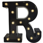 Black Alphabet Marquee Letters LED 26 Alphabet Light Up Letters with Diamond Bulb Battery Powered Led Letter for Wedding Birthday Christmas Home Bar Decoration Party Night Light (Black Letter R)