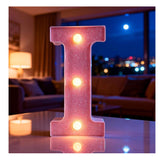 Pink LED Letter I Light – Warm Battery-Powered Night Light