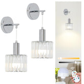 Battery Operated Crystal Wall Lights Set of 2 with USB Bulbs