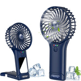 Handheld Fan, USB Rechargeable Mini Portable Fan, Personal Small Silent Hand Fan 4 Speeds with Mirror, Battery Operated Table Desk Fan for Office Outdoor Home Travel (Dark Blue)
