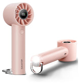gaiatop Turbo Hand Held Fans with LED Torch Clasp Base, Portable Fans Mini Hand Fan, Travel Essentials Small Handheld Fan Rechargeable for Home Office School Outdoor Camp, Gifts for Women Men, Pink