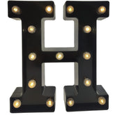 Black Alphabet Marquee Letters LED 26 Alphabet Light Up Letters with Diamond Bulb Battery Powered Led Letter for Wedding Birthday Christmas Home Bar Decoration Party Night Light (Black Letter H)