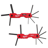 Milwaukee 17-Key Folding Hex Key Set SAE/Metric – Heavy Duty Metal Body Allen Wrench Tool Kit with 270° Rotation Red Compact Industrial Tool UK