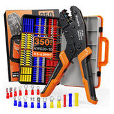 PRECIVA INSULATED CRIMPING TOOL SET WITH 350PCS CRIMP CONNECTORS & STORAGE CASE – RATCHET WIRE CRIMPING TOOL FOR 0.5-6MM² AWG20-10 ELECTRICAL TERMINALS