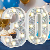 Silver Glitter Marquee Number Light 30 – Battery Powered