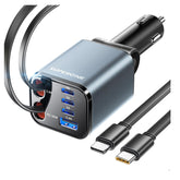 SUPERONE 99W 6-Port Retractable Fast Car Charger Adapter