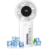 VKUSRA Portable Handheld Fan, Powerful Hand Fan with 6000mAh Battery & Adjustable 1-100% Speeds, Cooling Rechargeable USB Fan with Large Screen Display, Stable Desk Fan for Home, Office, Travel