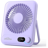 WHATOOK Desk Fan USB: 5000mAh Ultra Quiet 100 Speeds Mini Personal Fans with 24H Long-Lasting Battery, USB-C Fast Charging, LED Display, Child-Safe Grille for Home Office Bedroom Travel Camping