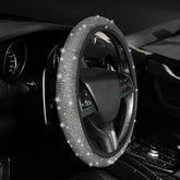 Silver Bling Crystal Steering Wheel Cover – Universal 36-38cm Fit