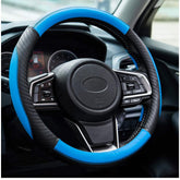 Car Steering Wheel Cover Leather - Soft Microfiber Anti-Slip Breathable Blue