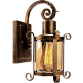 Rustic Amber Glass Wall Sconce Bronze Vintage