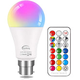 Colour Changing B22 RGBW LED Bulb 10W Dimmable with Remote