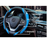 Leather Car Steering Wheel Cover - Anti-Slip Sport Design Blue
