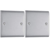 Single Blank Plate Pack of 2 – Brushed Steel