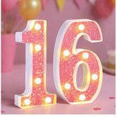 16th Birthday Decorations LED Light Up Numbers, Pink Marquee Number Lights for Girls, Light 16 Sign for Birthday Party Backdrop Anniversary Home Decor