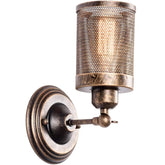 Industrial Wall Light, Steampunk Metal Net Lampshade Interior Vintage Wall Lamp Adjustable Socket for Garage Gate Porch Hallway without Bulb