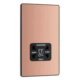 BG Electrical Dual Voltage Shaver Plug Socket, Electric Toothbrush Charger Socket for Bathrooms, Screwless Front Plate, Round Edges, Evolve, 2-Pin, Polished Copper, 115V / 240V, PCDCP20B