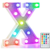 Color Changing Glitter LED Letter Light X