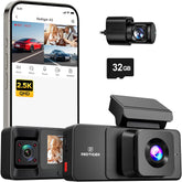 REDTIGER A3 2.5K 3 Channel Dash Cam Front, Rear & Inside with WiFi