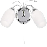 Albert Chrome Twin Wall Light with Pull Cord