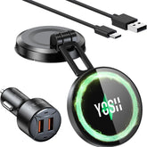 YOSH for MagSafe Car Charger Mount, 15W Fast Charging Magnetic Dashboard Phone Holder with 36W QC3.0 Adapter for iPhone & Android