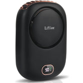 Handheld Mini Fan - Rechargeable Personal Eyelash Fan With Strong Airflow, LED Smart Display, 3 Speed for Desk, Home, Travel, Office, Outdoor (Black)