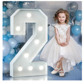 3FT Light Up Numbers Birthday Decoration Large Marquee Numbers 2 for 2nd 21st Birthday Party Decor Wedding, Big Number Frame Foam Cardboard Mosaic Arch Stand Pre-cut Numbers