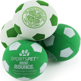 Small Dog Rubber Bounce Balls 4 Pack for Fetch and Play Green and White