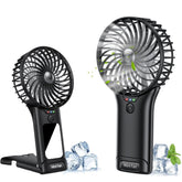 Handheld Fan, USB Rechargeable Mini Portable Fan, Personal Small Silent Hand Fan 4 Speeds with Mirror, Battery Operated Table Desk Fan for Office Outdoor Home Travel (Black)